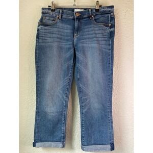 LOFT Modern‎ Kick Capri Jeans Womens Size 28 Blue Denim Cuffed Hem